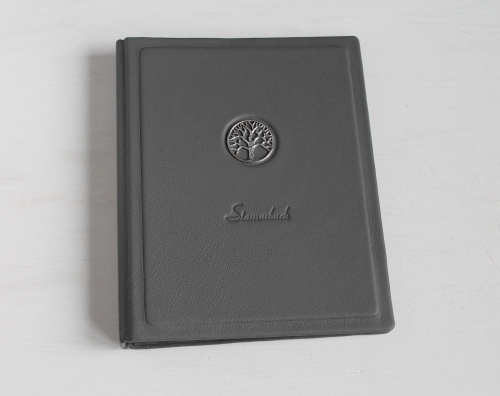 Preview: Stammbuch ♥LEBENSBAUM♥ aus Nappaleder, DIN A5, grau